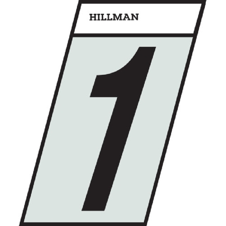 HILLMAN Number, Character: 1, 1-1/2 in H Character, Black Character, Silver Background, Mylar 839220